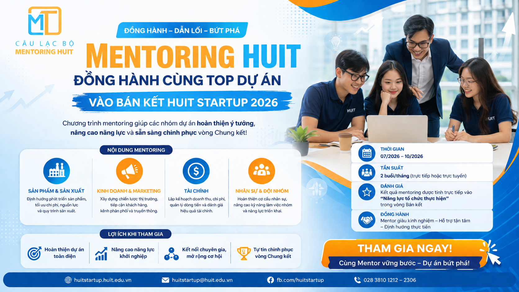 HUIT STARTUP 2026 triển khai chương trình Mentoring dành cho các dự án vào Vòng Bán kết